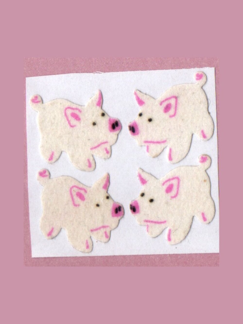 Sandylion Fuzzy Pigs Vintage Stickers New Backing